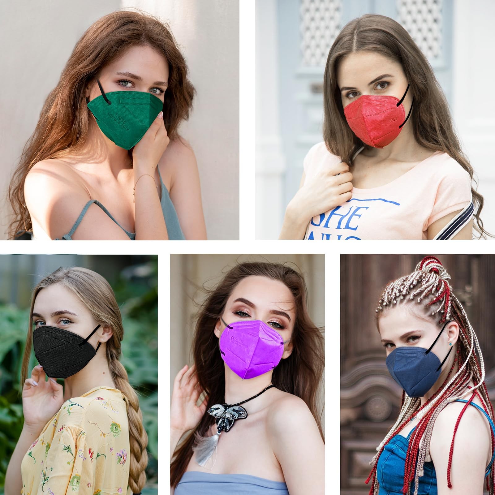HALIDODO 50 Pack KN95 Face Masks Multi-Color MTC II