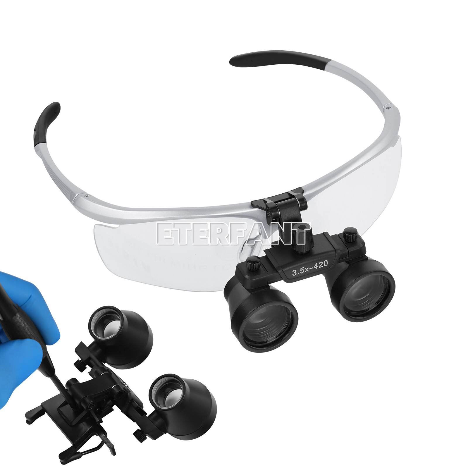 ETERFANT Dental Surgical Binocular Magnifier Loupes High-Definition 3.5X Silver