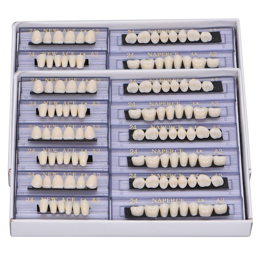 168Pcs/Box Acrylic Resin Denture #24 Dental Upper Lower Shade A2 Teeth Set USA
