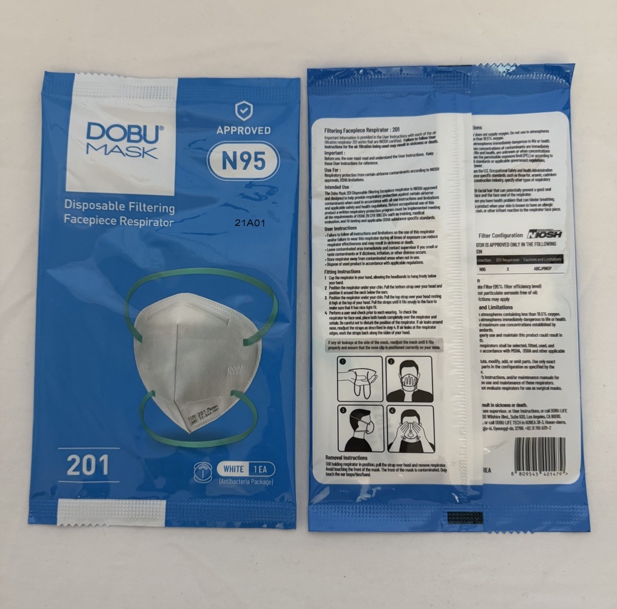Pack of 10 NIOSH N95 Korean Face Mask Made in Korea Dust Covers DOBU Comfortable
