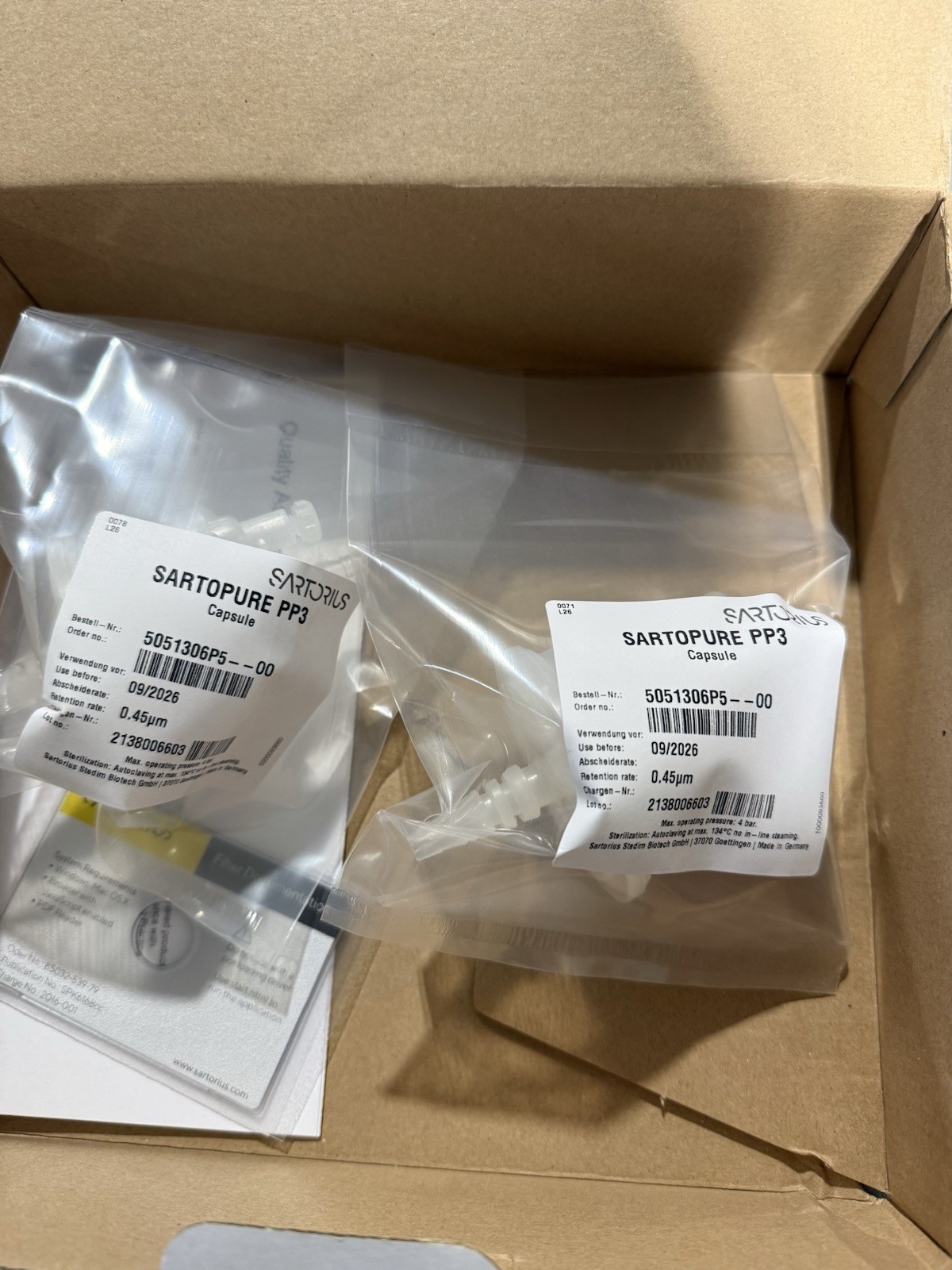 *2 QTY* SARTORIUS Sartopure® PP3 Caspule 0.45 µm Size 5 5051306P5–OO–B NEW