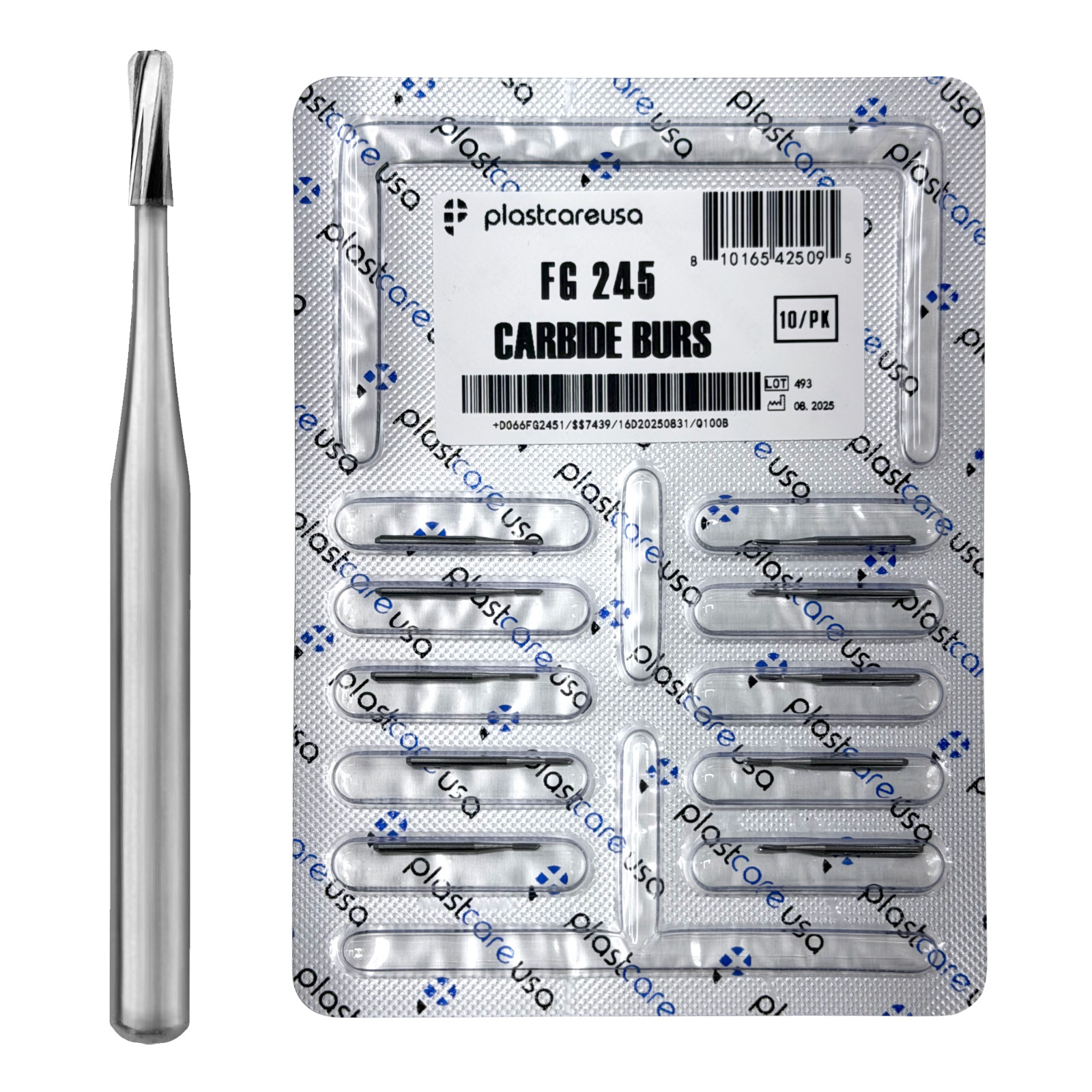 10 FG 245 Carbide Dental Burs High Speed Handpiece Friction Grip Drill Bits