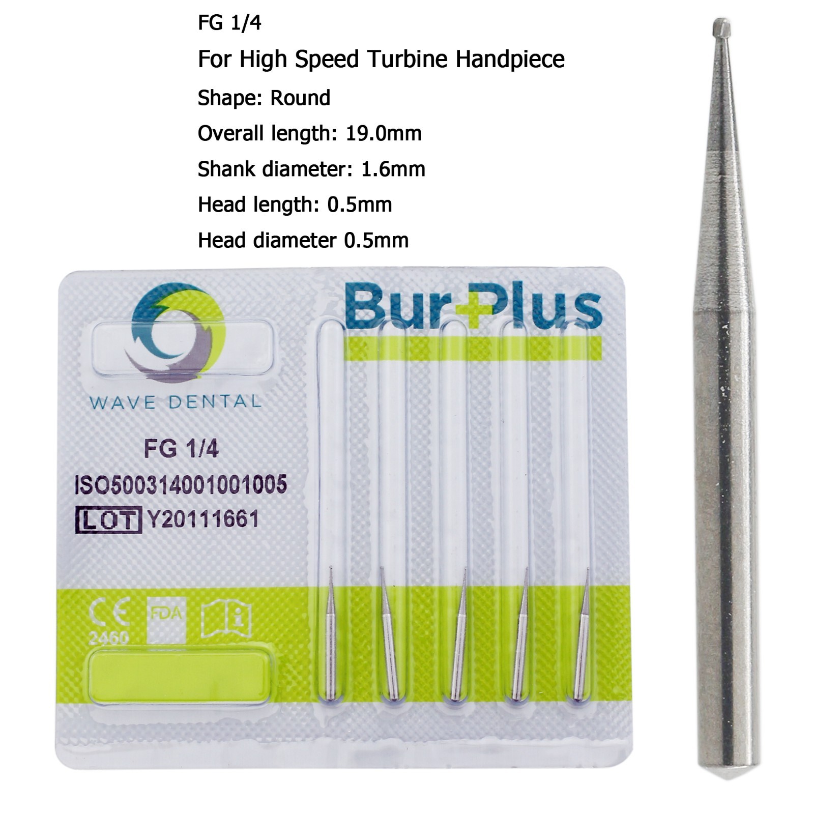 Wave Dental Carbide Burs Round Bur FG 330 1/4 2 6 8 557 High Speed Friction Grip