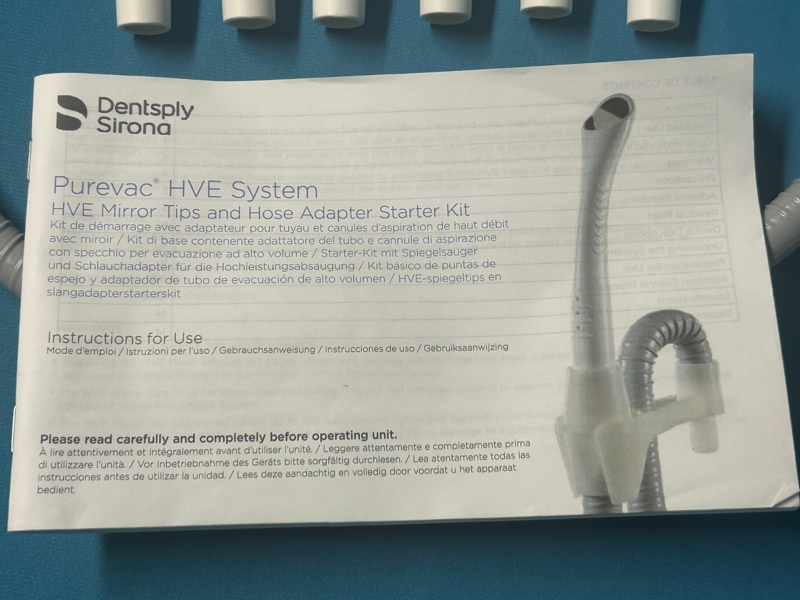 Purevac HVE System Kit – 6 HVE Mirror Tips & 1 Hose Adapter – Dentsply Sirona