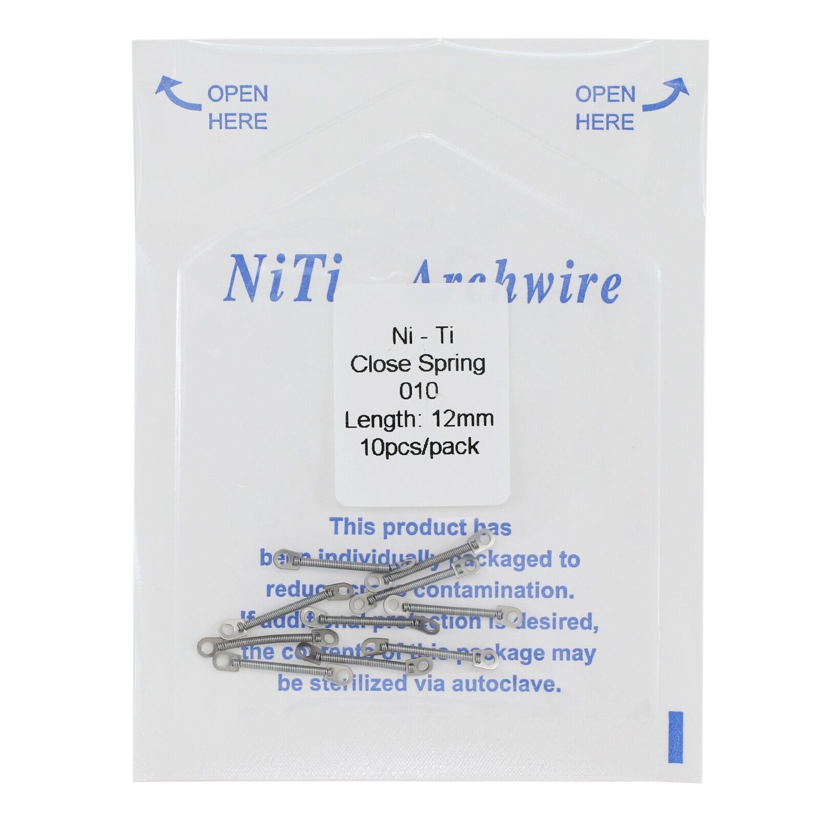 Dental Orthodontic Niti Open Closed Coil Spring Arch Wire 010 012 6/9/12mm 180mm