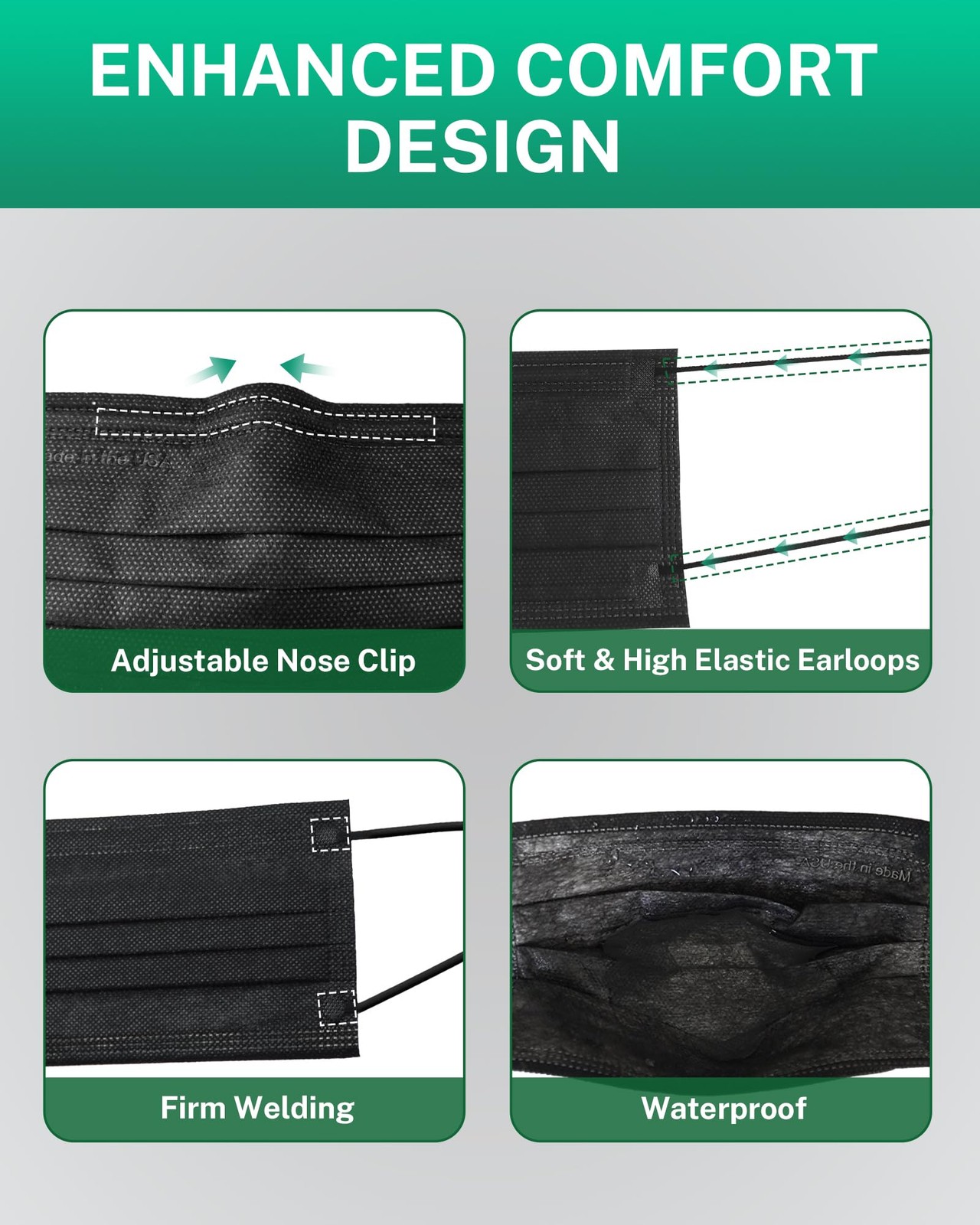 Disposable Face Masks Made in USA, 4 Ply for Families, Students, Breathable A…