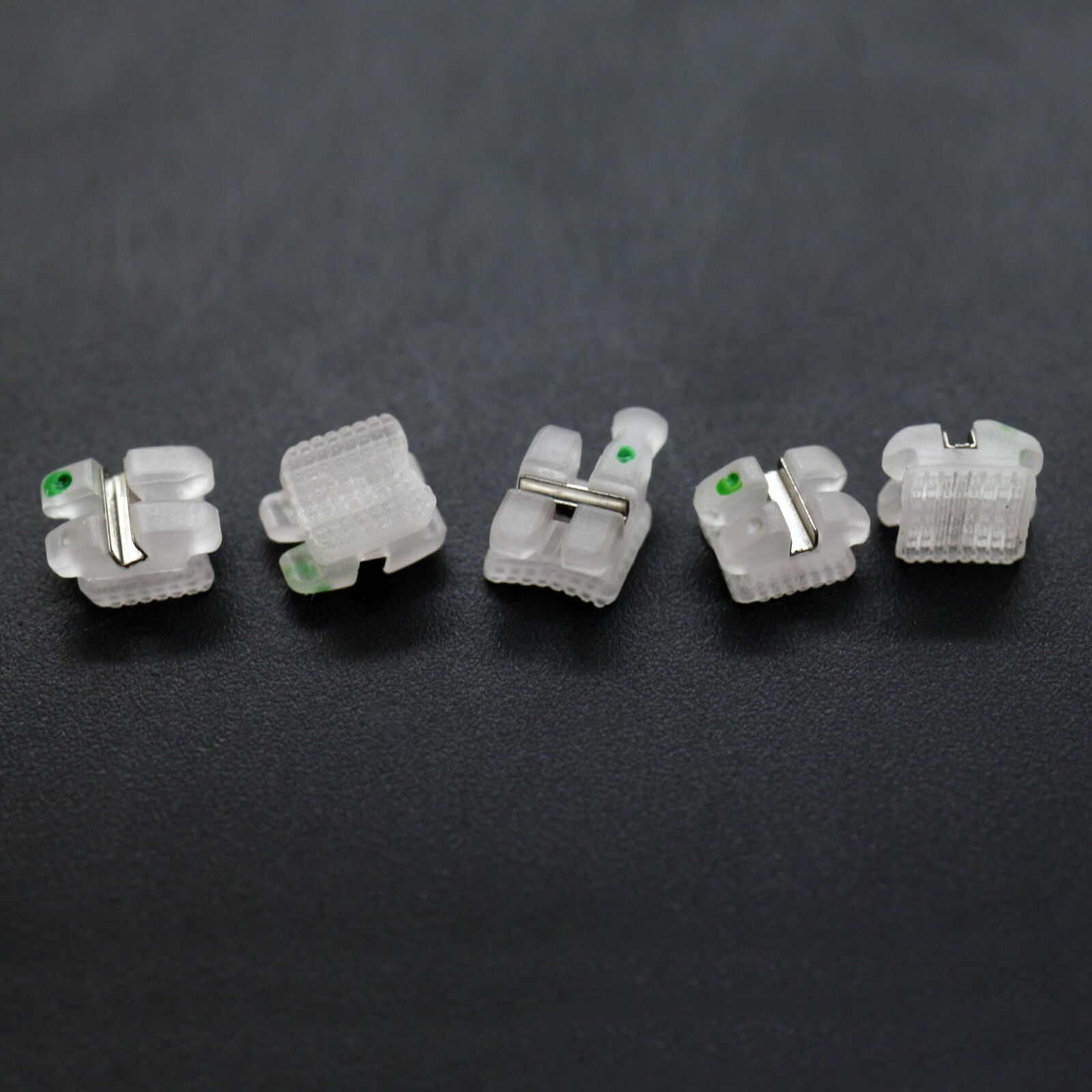 Orthodontic Ceramic Brackets w/Metal Slot 022 018 Roth MBT 3 Hook Braces Clarity