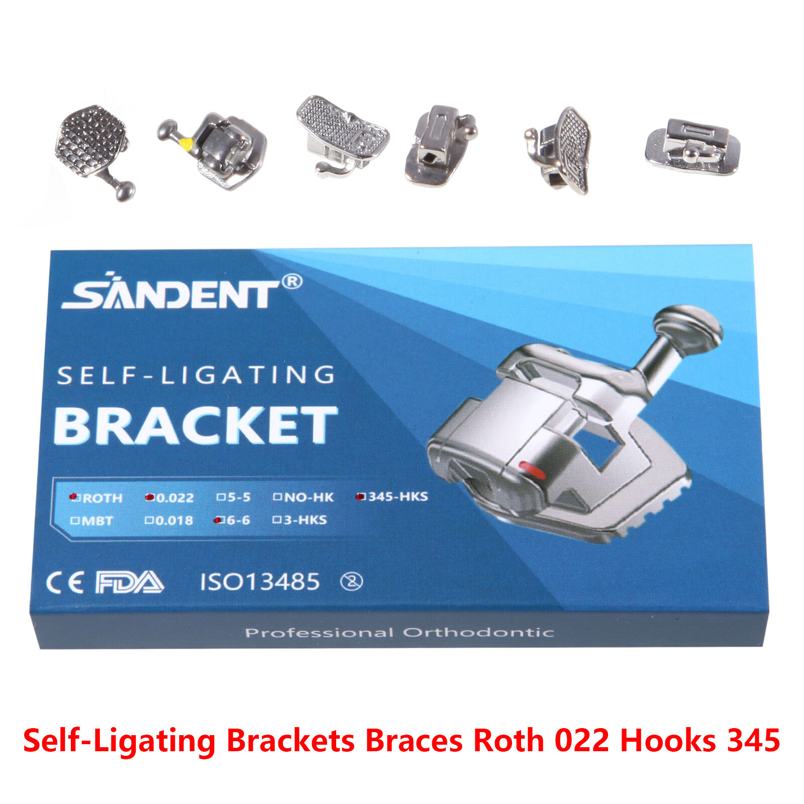 Dental Orthodontic Self Ligating Bracket Mini Roth.022 Hooks 345