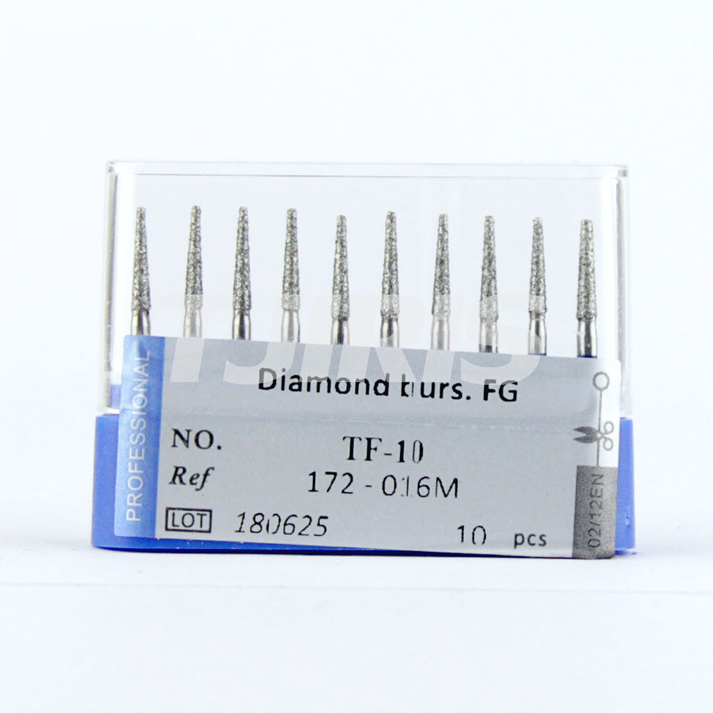 10pcs Dental Diamond Burs FG Flat End Cone/Taper Standard Grit High Speed