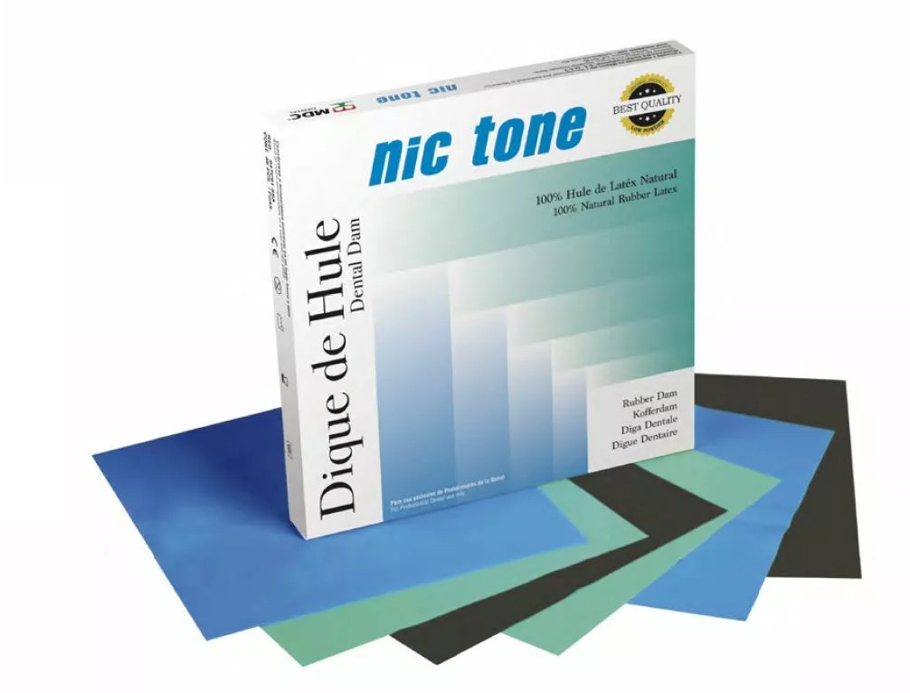 MDC NIC TONE Natural Rubber Latex Dental Dam – Medium 5″ x 5″ 52 Sheets/box