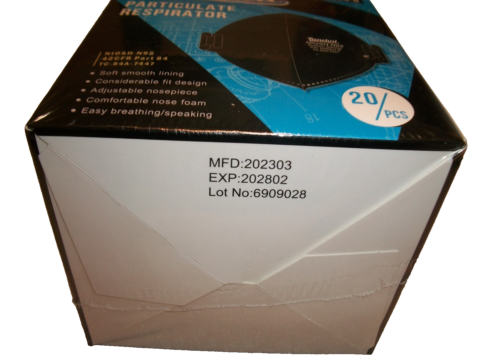 NIOSH Approved N95 Mask Particulate Respirators, Pack of 20 N95 Face Masks Black