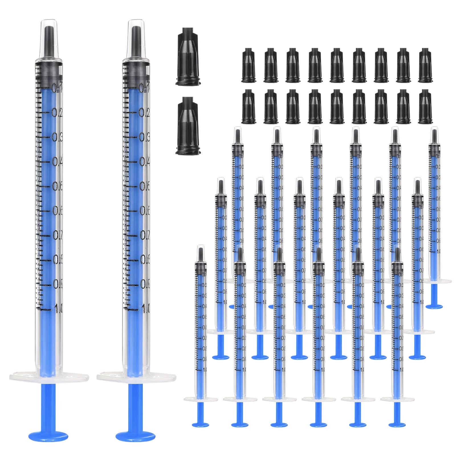 20 Pack 1ml Syringe with Cap for Liquid, 1cc Plastic Small Syringes with Cover
