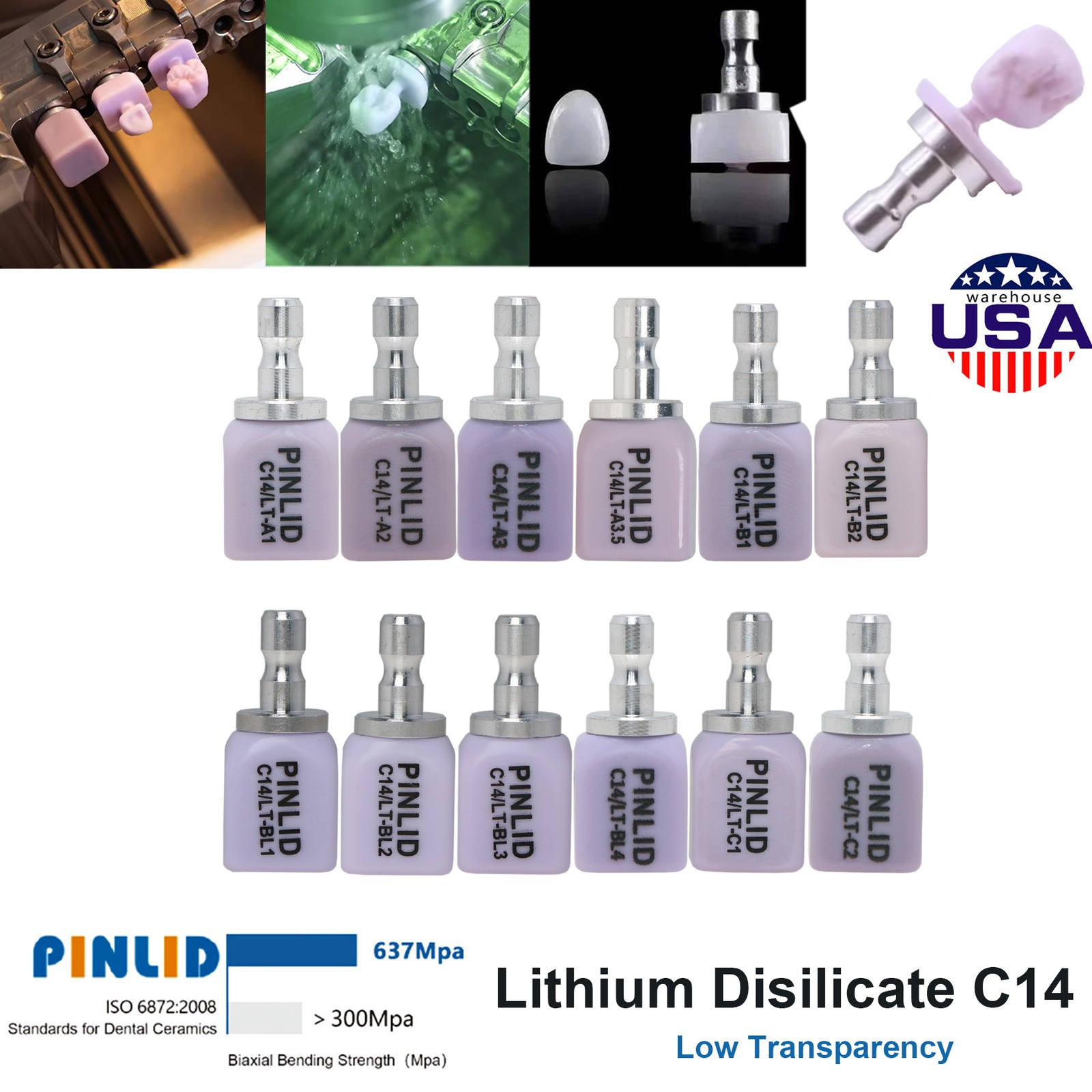 US C14 Dental Lithium Dislicate Block For Sirona Cerec IPS e.max CAD CEREC Block