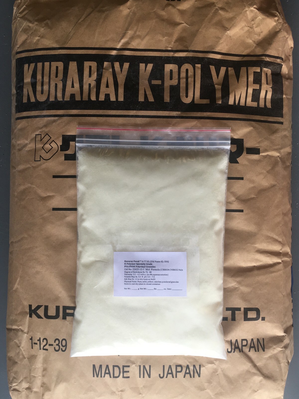 Polyvinyl Alcohol 500g PVA PVOH Kuraray Poval 6 77 KL Polymer 22625 12 1 KL 506