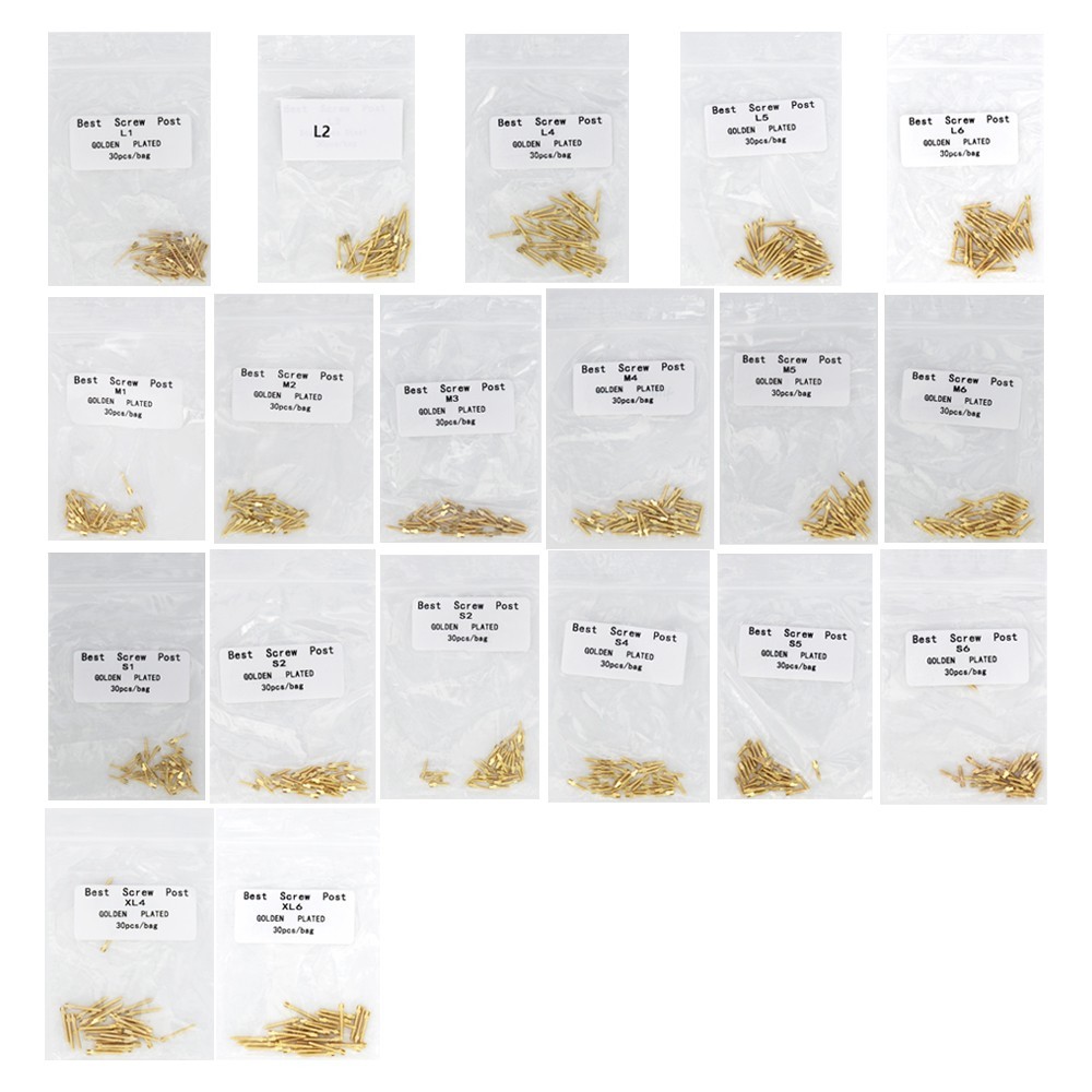 120/240pcs Dental Endo Screw Posts Root Canal Pins Conical Screws Gold Plated