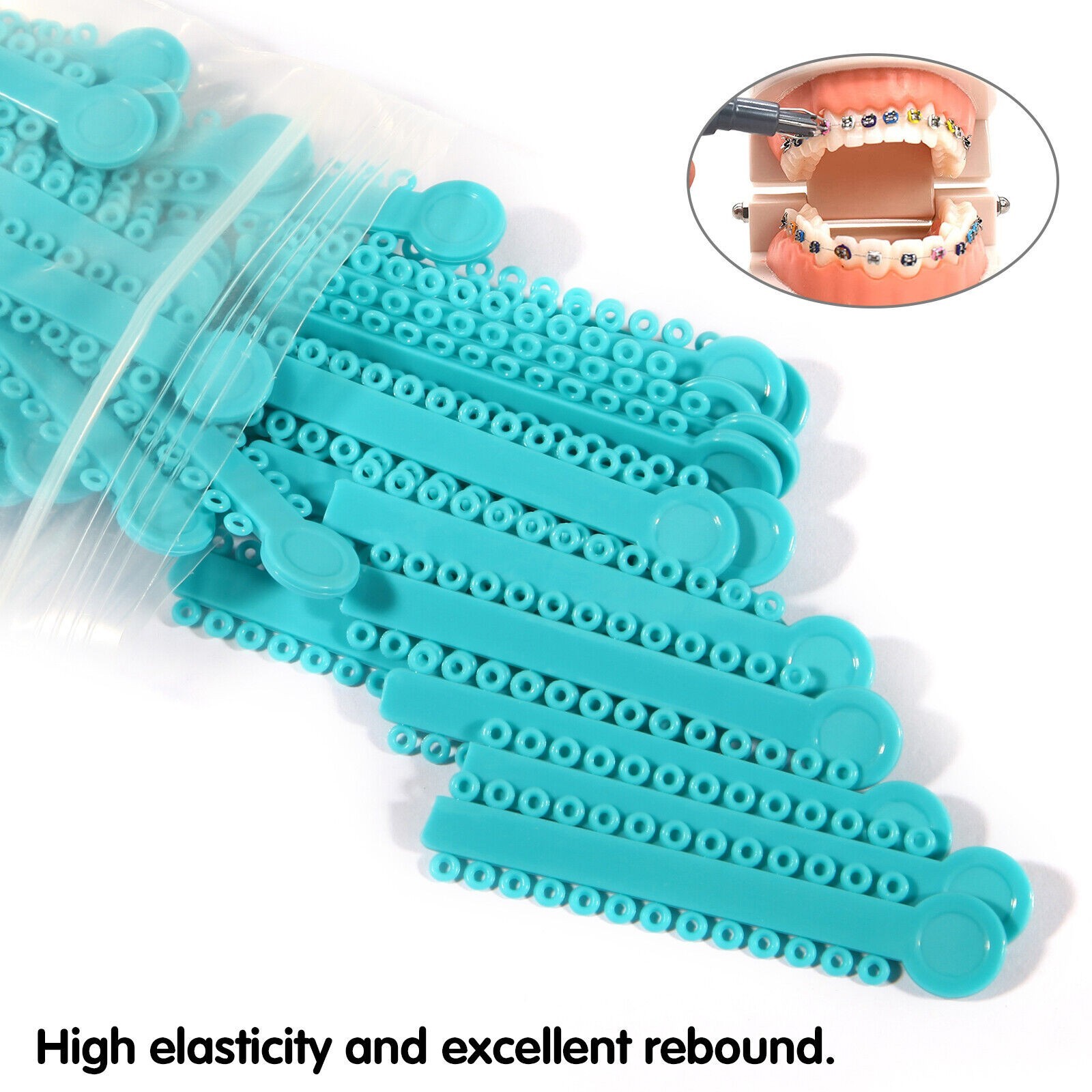 1040 Dental Orthodontic Ligature Ties Elastic Rubber Band Black/Rainbow Colors