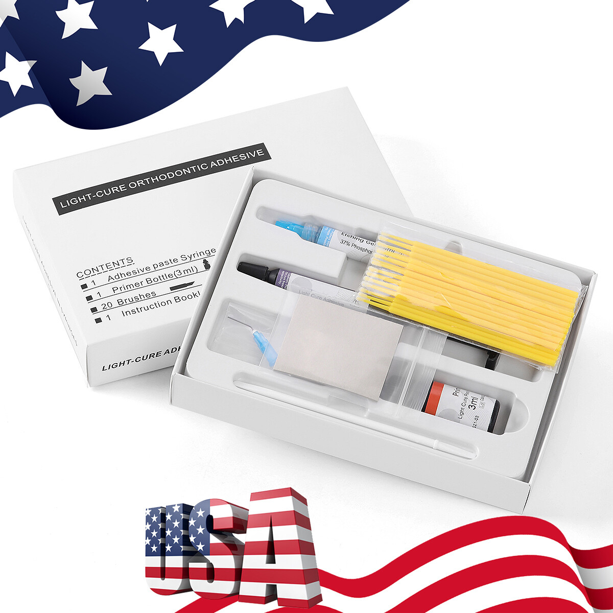 Dental Orthodontic Light Cure Composite Syringe Kit Bonding System Adhesive Set