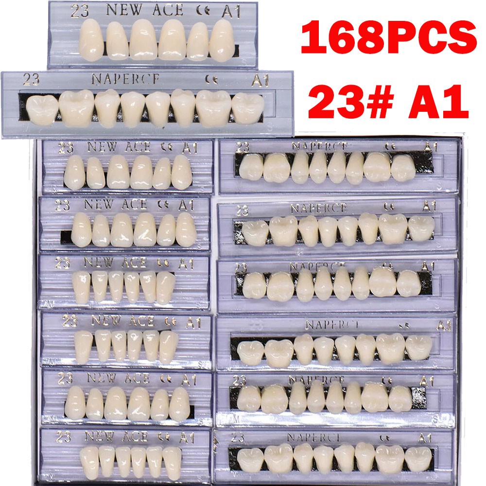 168Pc Dental Acrylic Resin False Teeth 23# Shade A1 Denture Full Upper Lower HOT