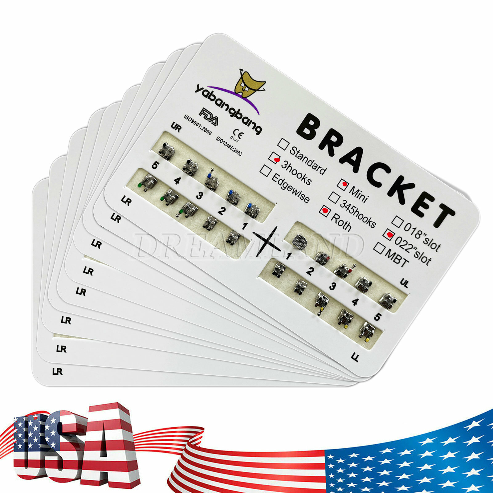 100 packs Dental Orthodontic Brackets Mini Roth 0.022 Slot 3hooks No.3