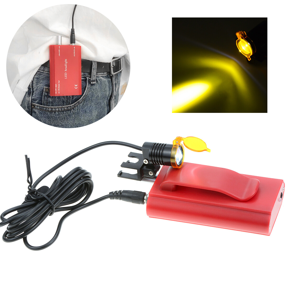 3W Portable LED Headlight Dental Surgical Waist-hanging Headlamp for Loupes 004