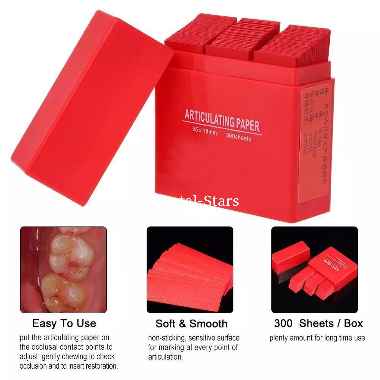 300 Sheets Dental Articulating Paper Strips Ultra-Thin Occlusal Papers Blue/Red