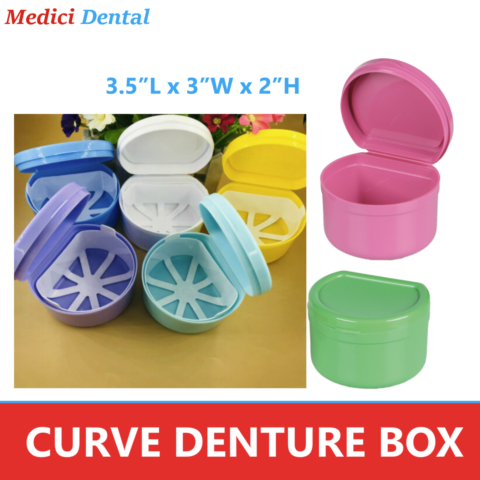Dental Denture Box case carrier – 3′ Deep, Round Curve Denture Case Mouthguard