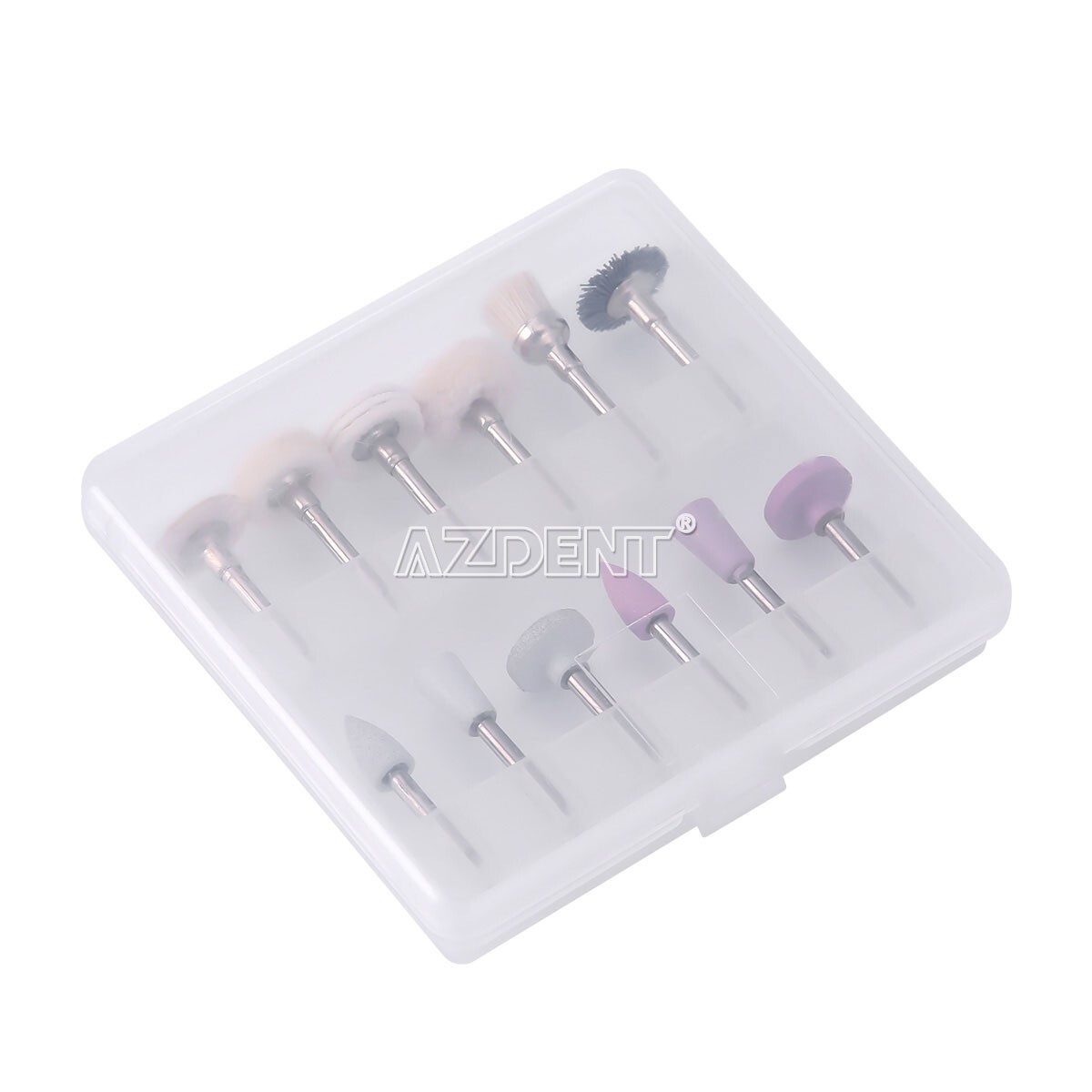 12pcs Dental Diamond Burs Silicon Carbide Felt Wheels Polishing Kit RA 2.35mm US