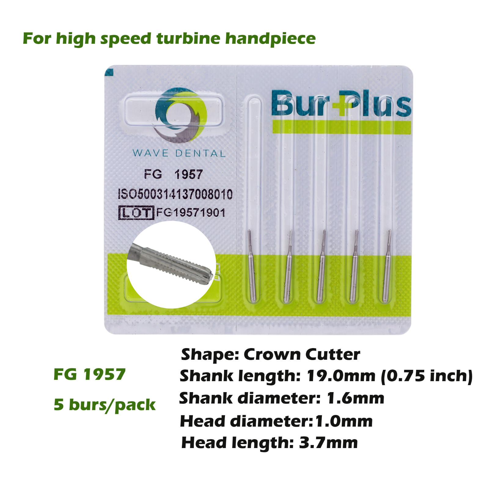 Wave Dental Surgical Burs High Speed FG 25mm Carbide Friction Grip Round 2 4 557