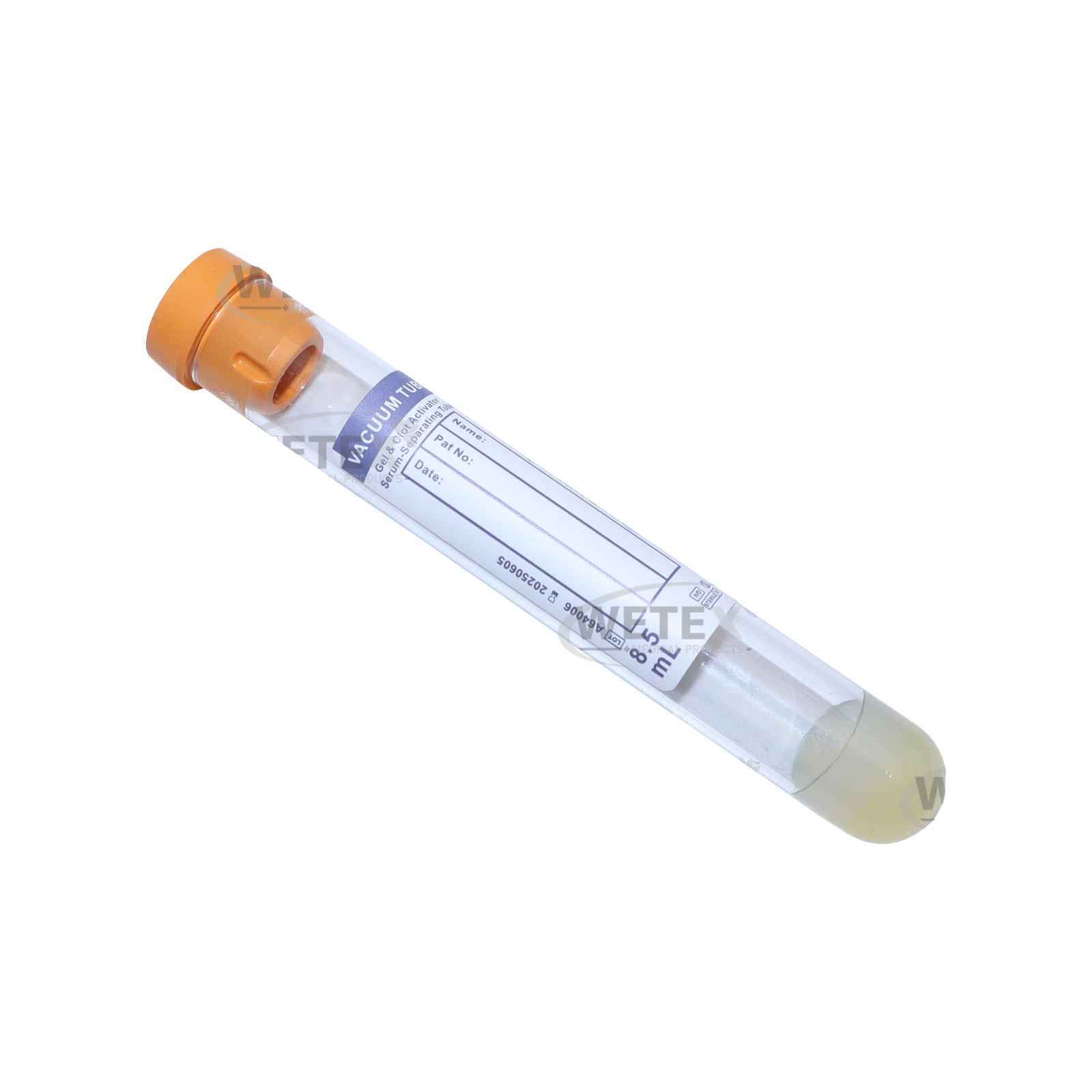 Vacuum Gel Tubes SST, 16 x 100mm, 8.5ml, Yellow Top, Exp 10/25