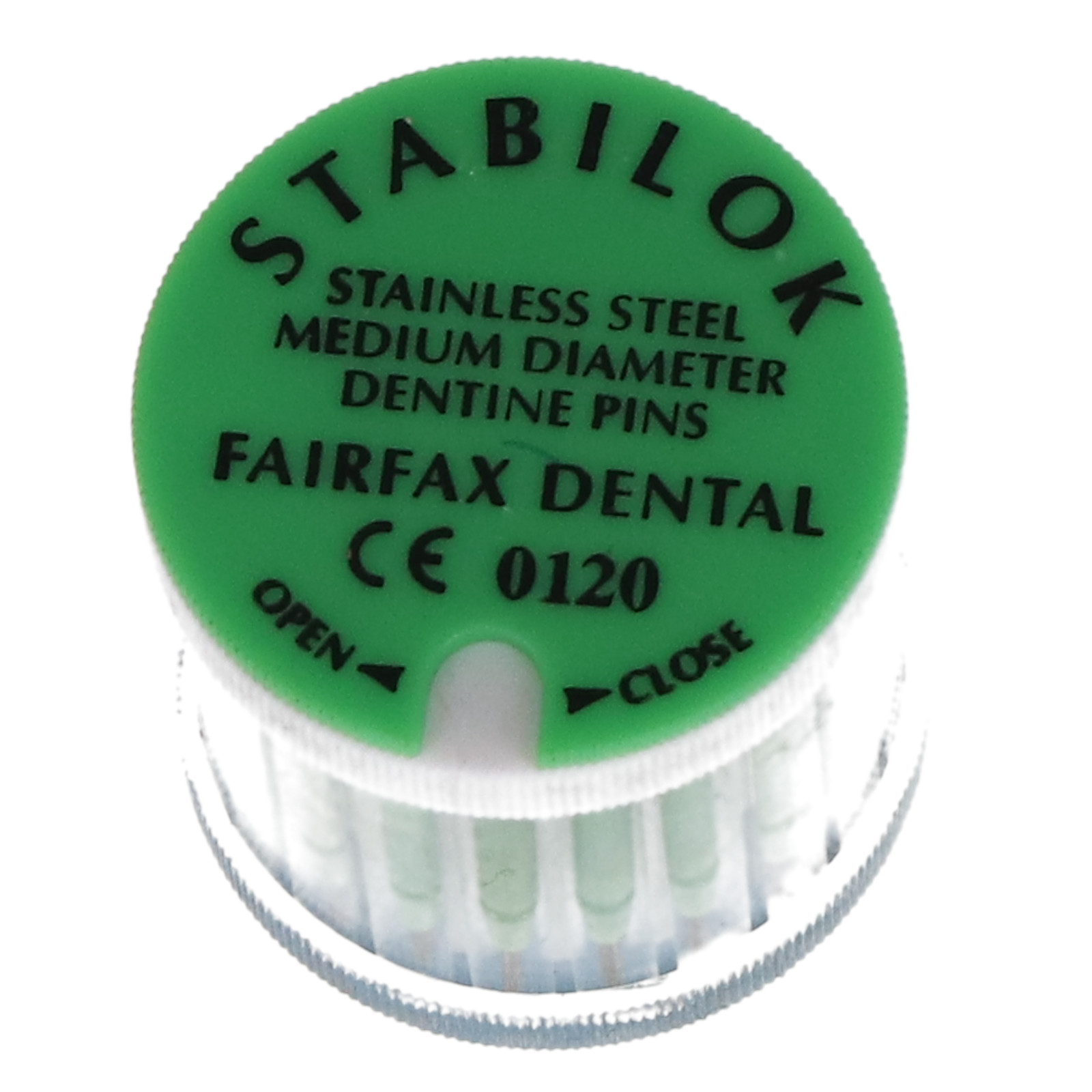 Fairfax Dental 50052 Stabilok Pins .027″ Green Stainless Steel 20/Pk