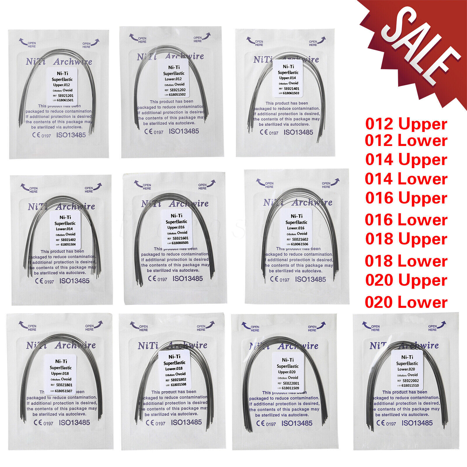 10 packs Arcos de Dental Ortodoncia Redondos Niti Arco de Alambre Su Arch Wire