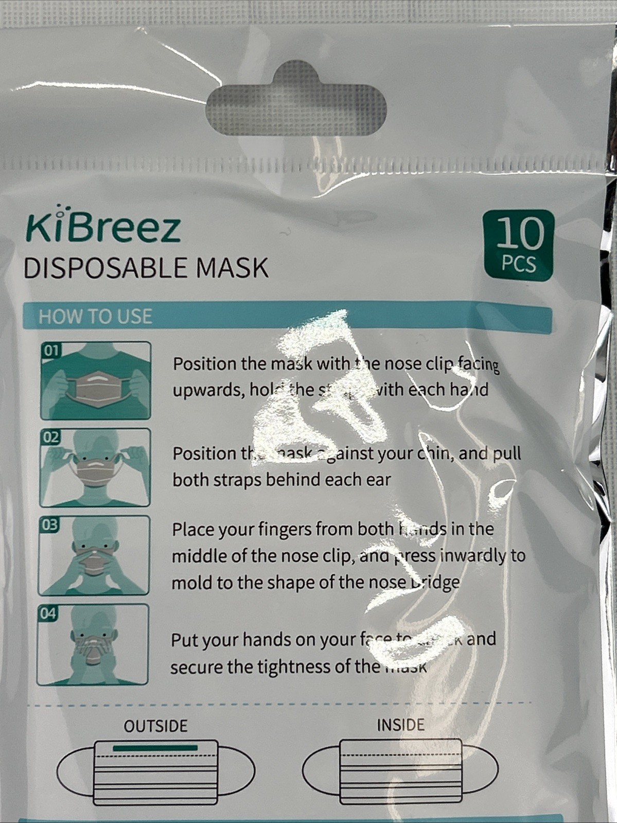 KiBreez Disposable Face Mask Lot of 100 PCS (10-10 packs) 3 Layers SEALED NIP