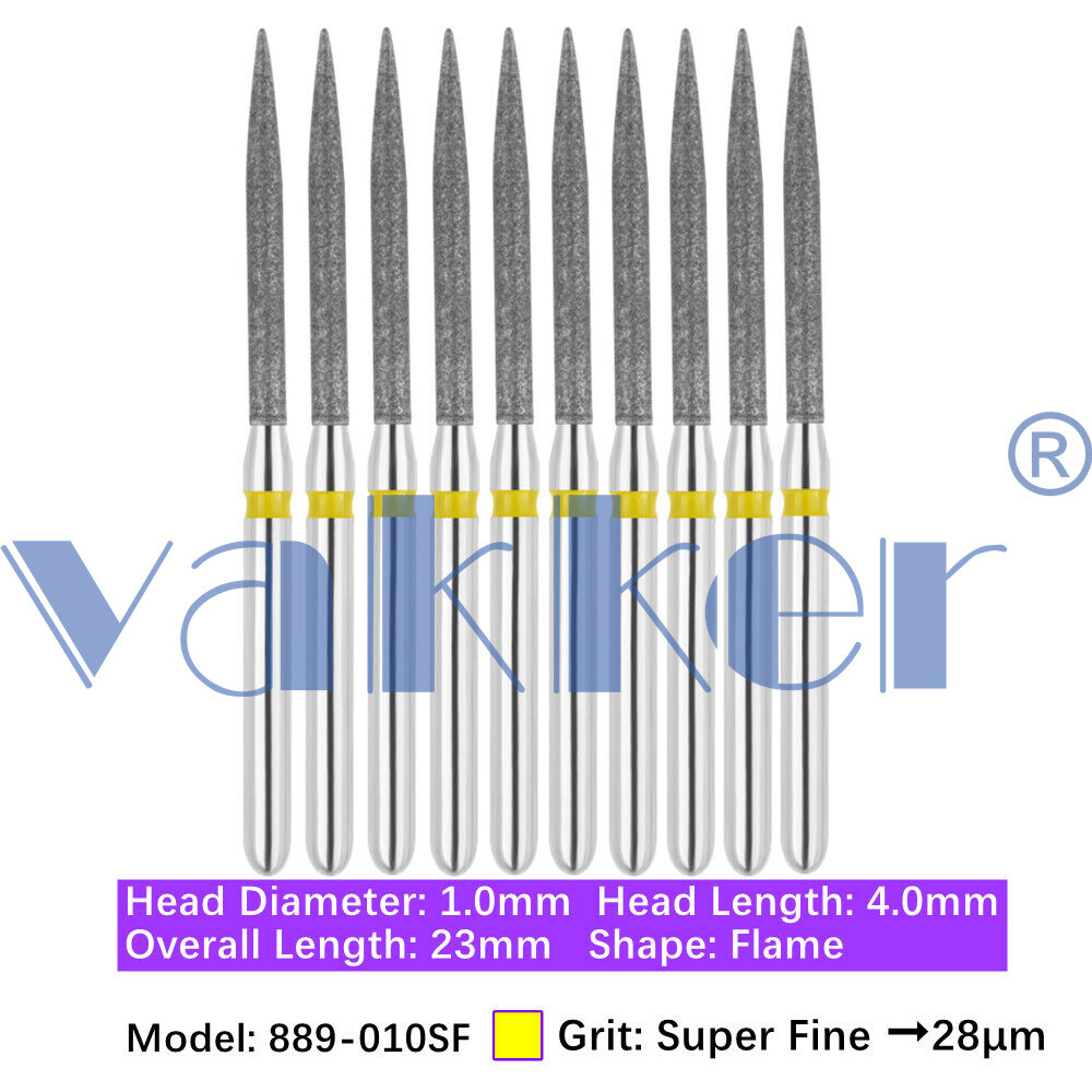10pc/pk Diamond Burs FG Flame Super Fine Medium Coarse Grit High Speed 862 863