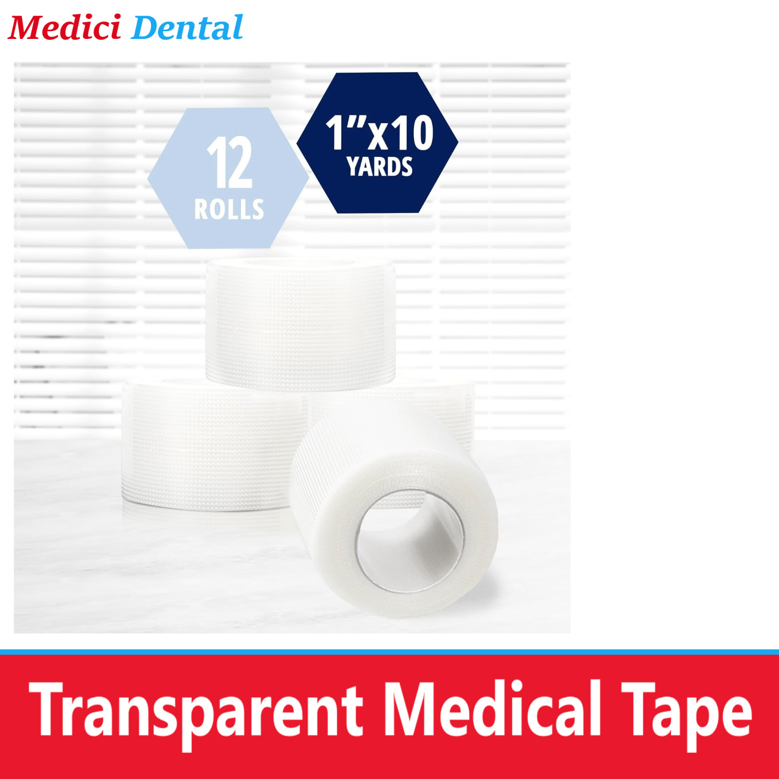 Transpore Clear Tape Hypoallergenic, 1 inch x 10 Yds, Latex Free, 12/Bx