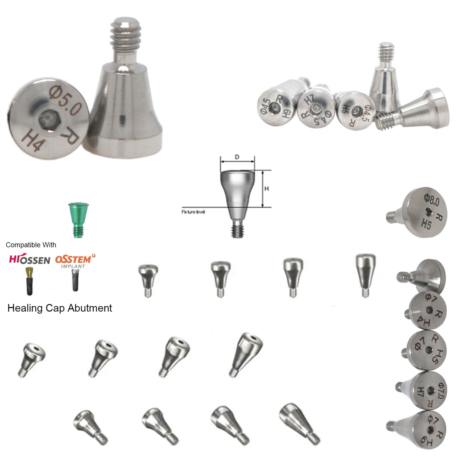 5Pcs US Dental Healing abutment Cap compatible with Osstem TS Mini/Regular Hex