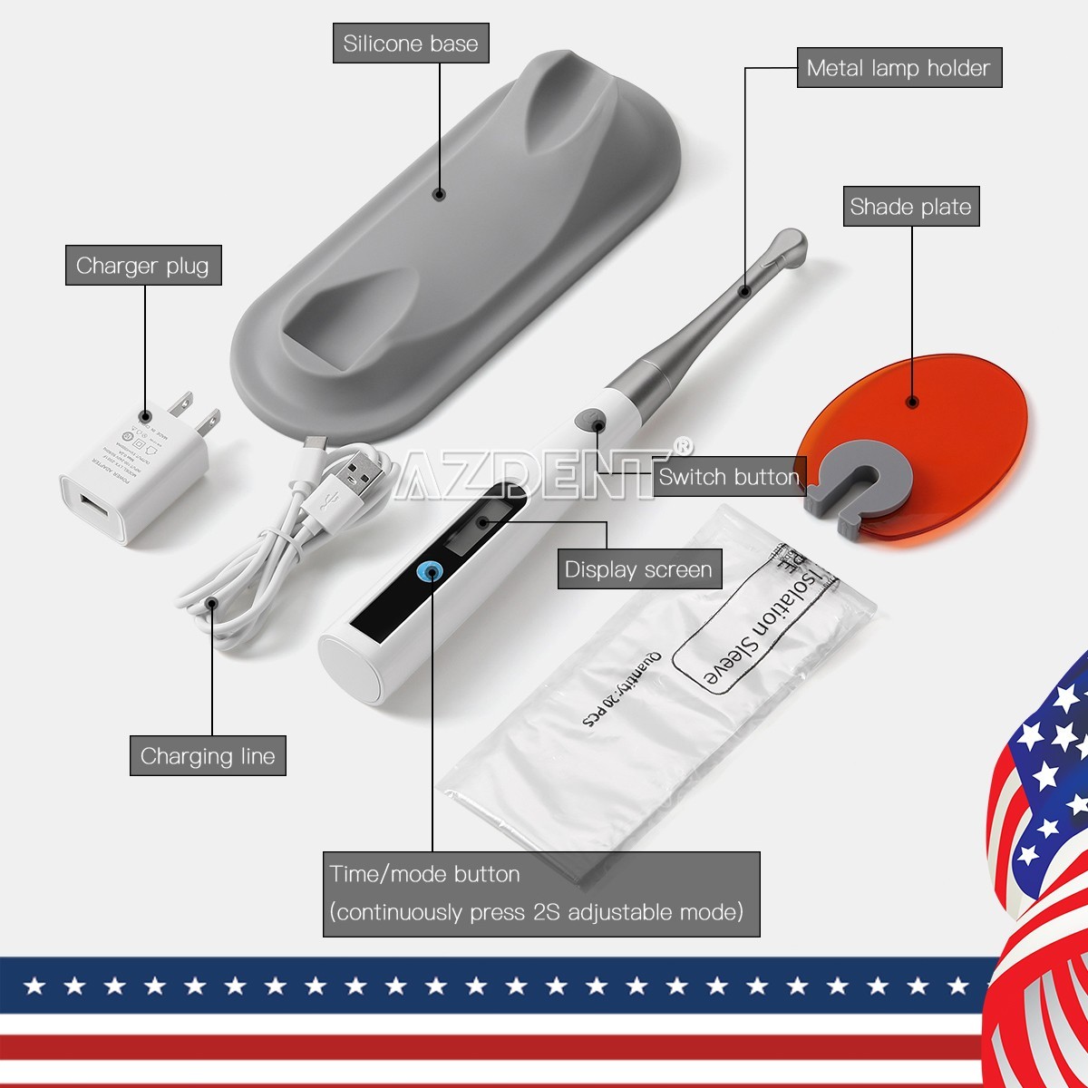 Dental Orthodontic Light Cure Resin Adhesive Kit /1 Sec LED Curing Light
