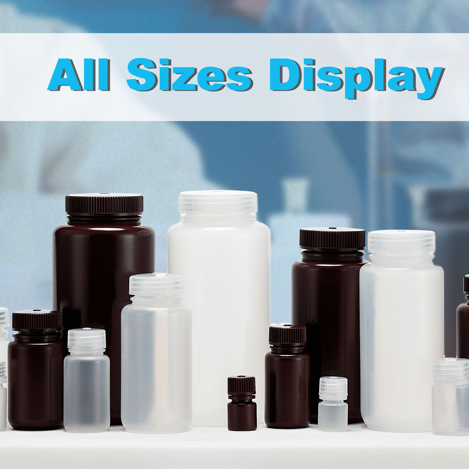 Biologix 60ml PP reagent bottles, Clear, 50/Bag, 10 Bags/Case