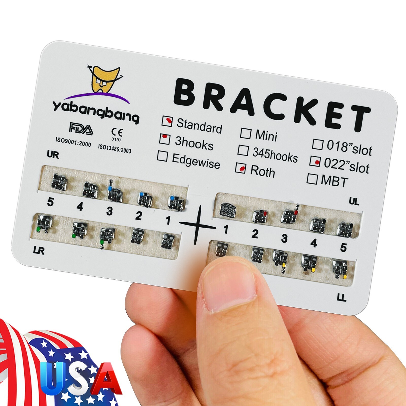 10 Packs/200 pcs Dental Ortho Brackets Metal Braces Standard Roth 022 Hooks 3