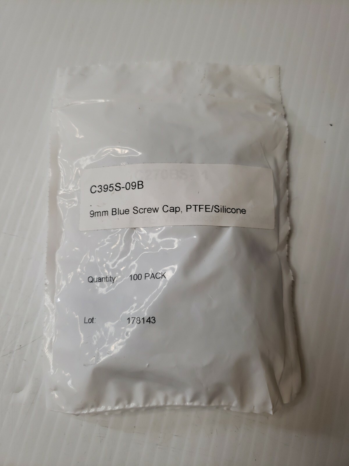 9MM Blue Screw Cap, PTFE/Silicone. One 100 Qnty Bag.
