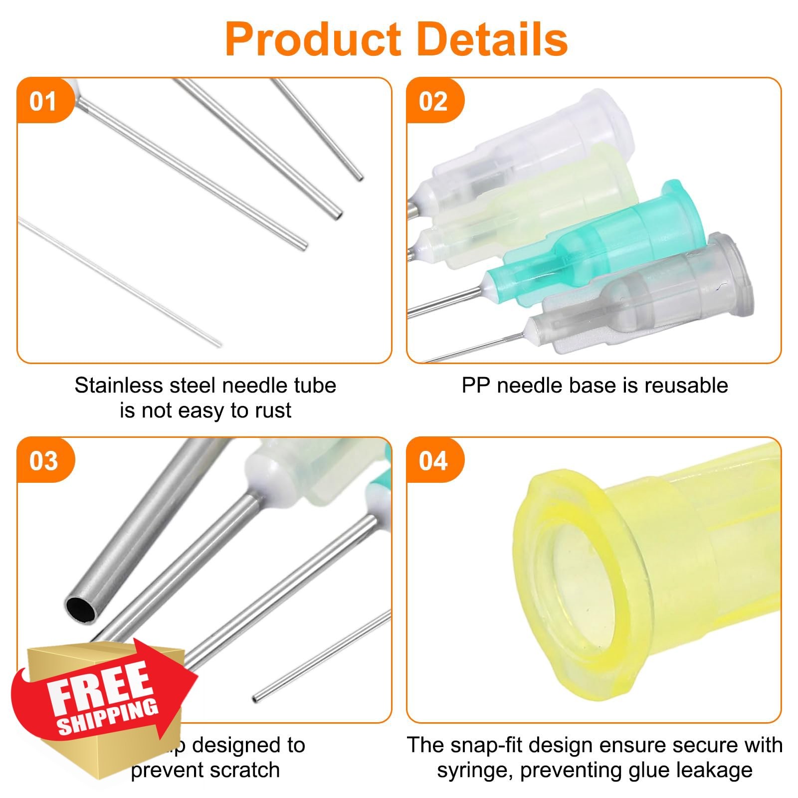 uxcell 28Ga Sky Blue Dispensing Needles 0.5 Inch 100 Pcs