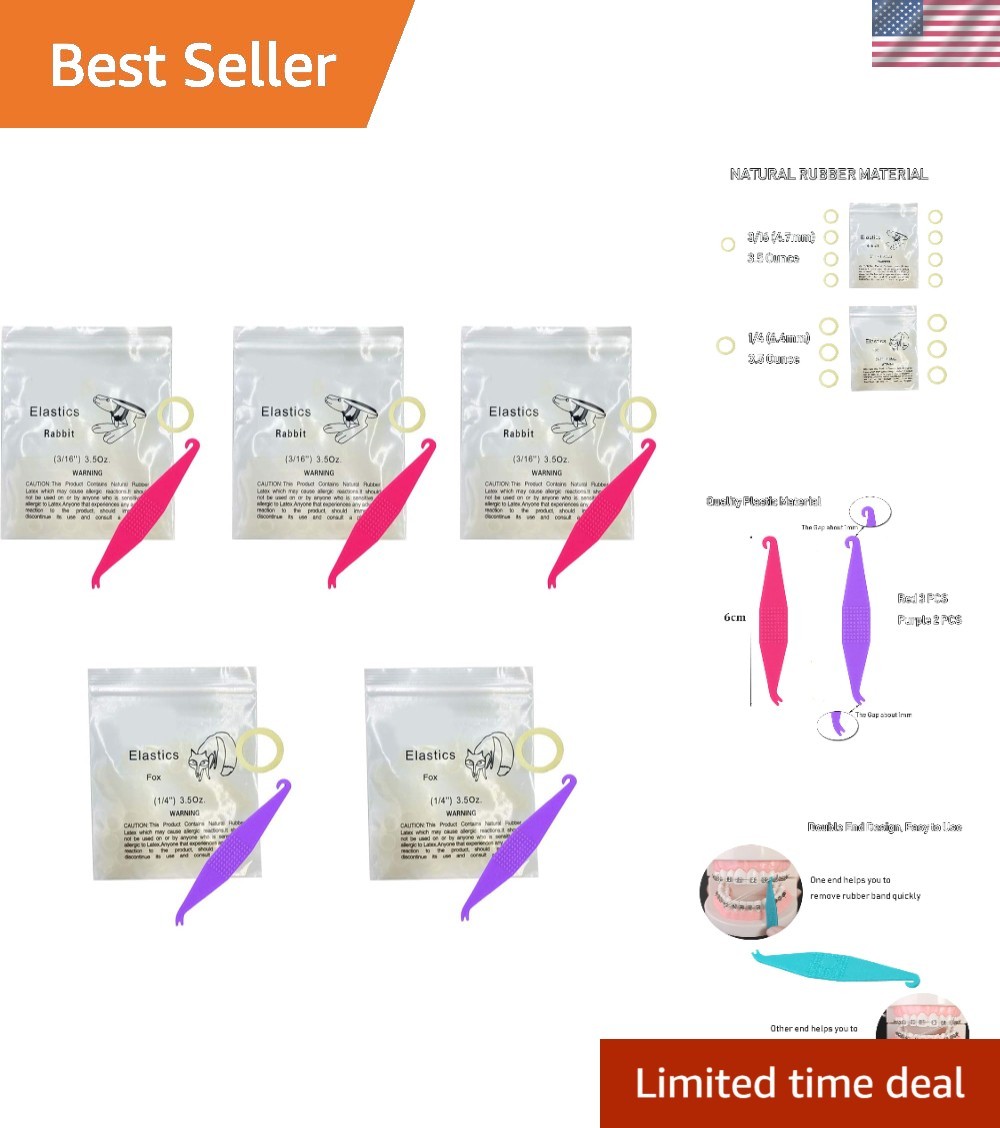 Orthodontic Rubber Bands for Braces: 500 Pack + 5 Placer Tools Included