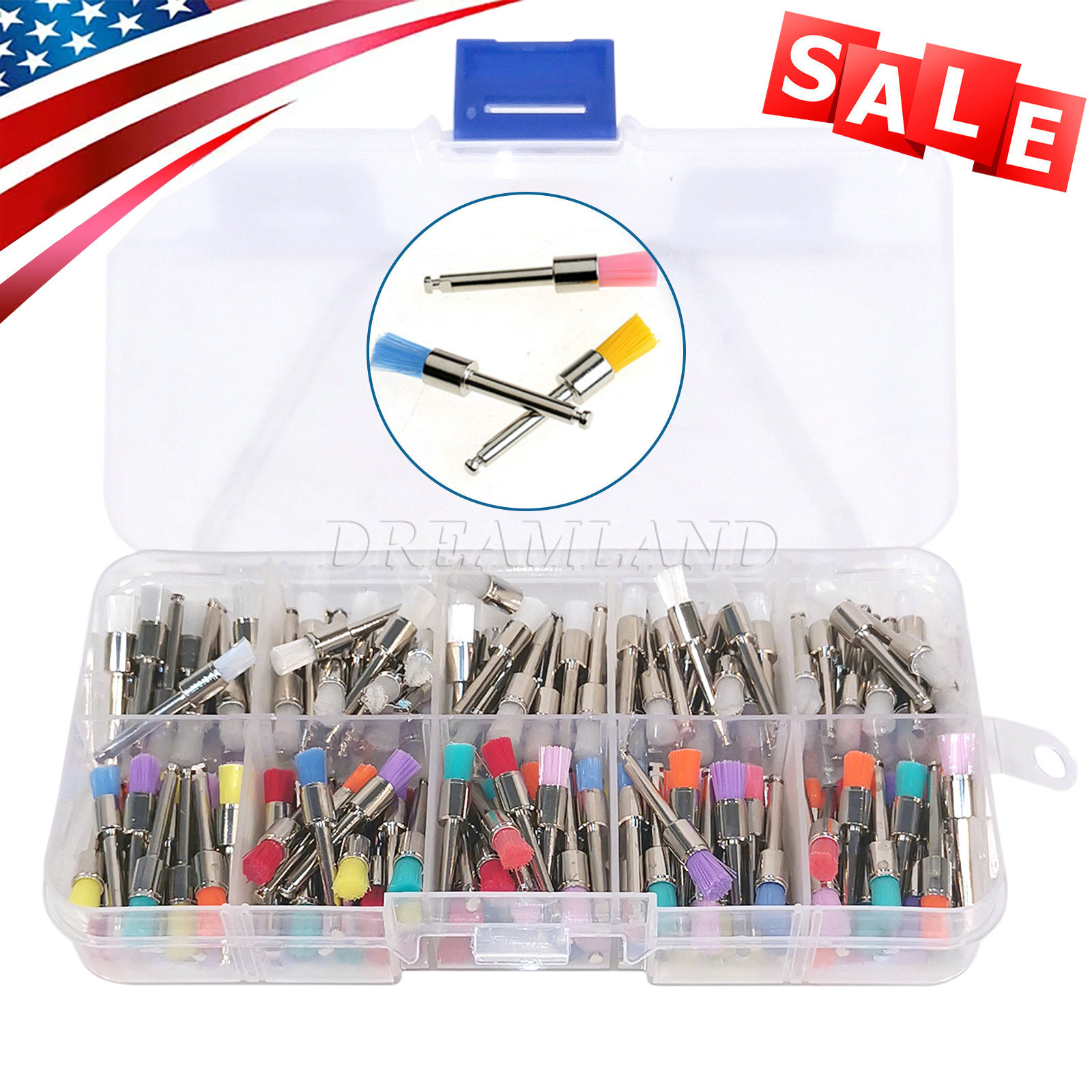200Pcs SKYSEA Dental Flat Polishing Brush Brushes For Low Speed Handpiece