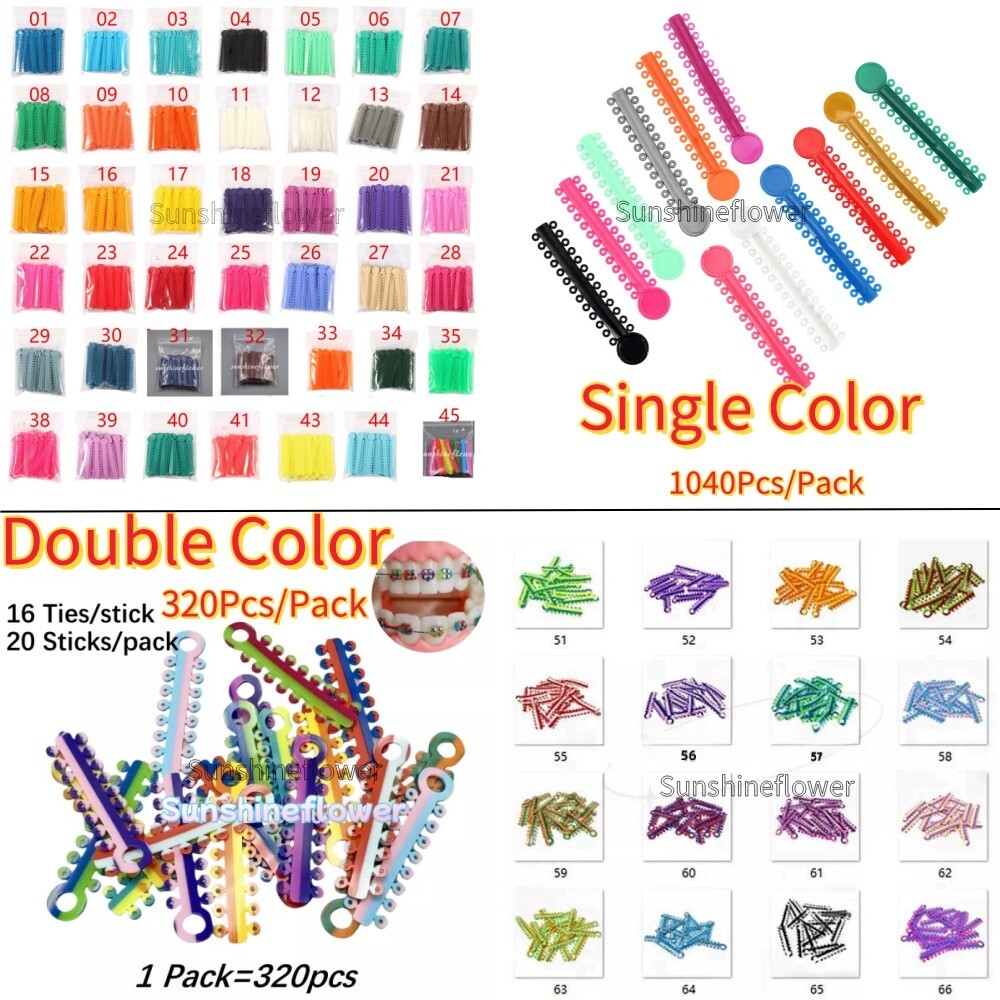 Ligaduras de ortodoncia dental Bandas elásticas Ligature Tie Single/Double Color