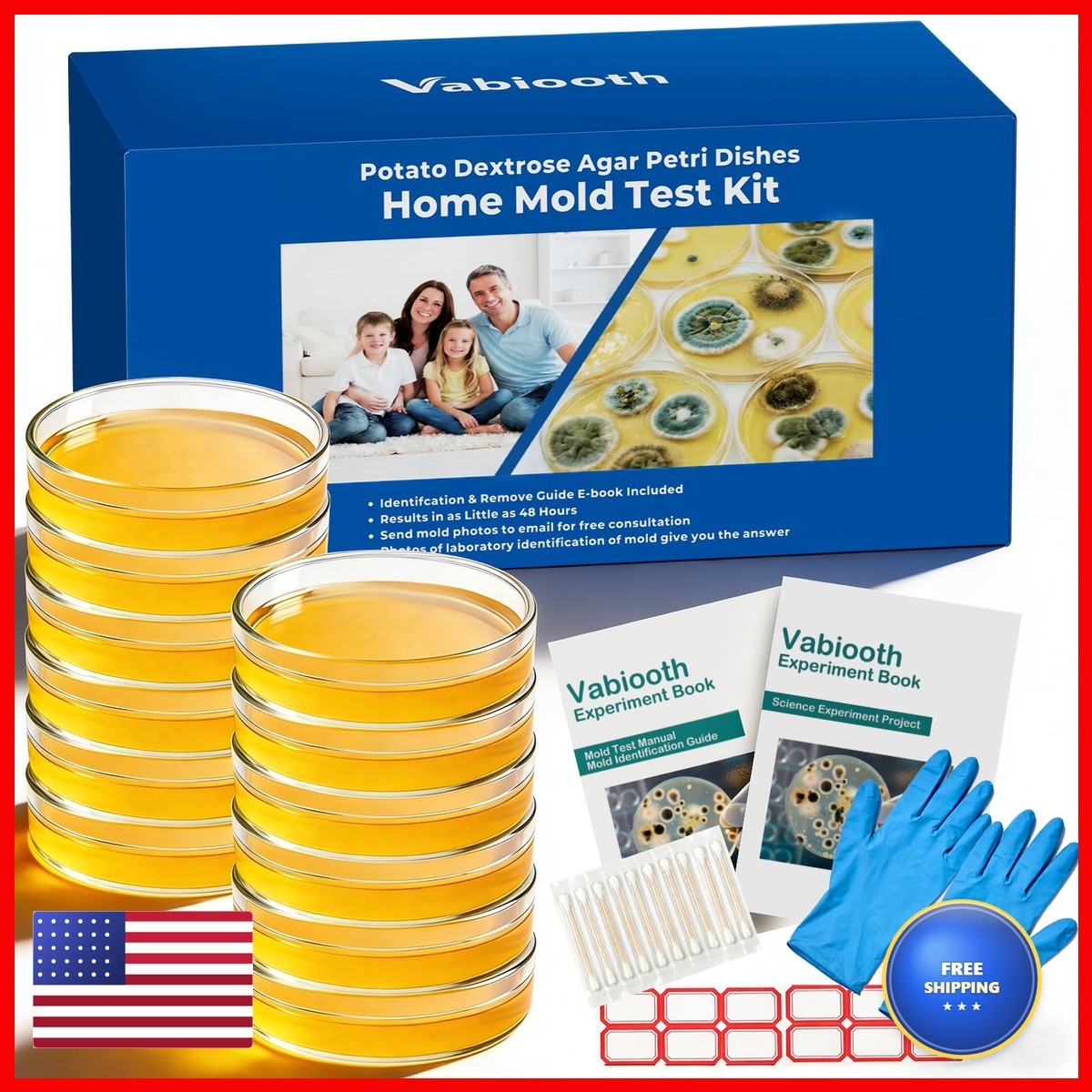 Vabiooth 12 Packs Agar Petri Dishes Home Mold Test Kit Science Project Kit
