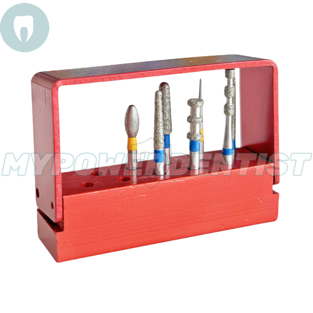 Dental Porcelain Veneer Preparation Gold Diamond Burs High Speed Drill 7Pcs/Kit