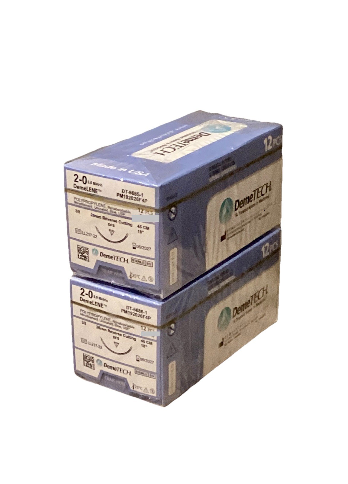 2-0 Polypropylene Sutures 18” Reverse Cutting 26mm 3/8c EXP 2027 2ct