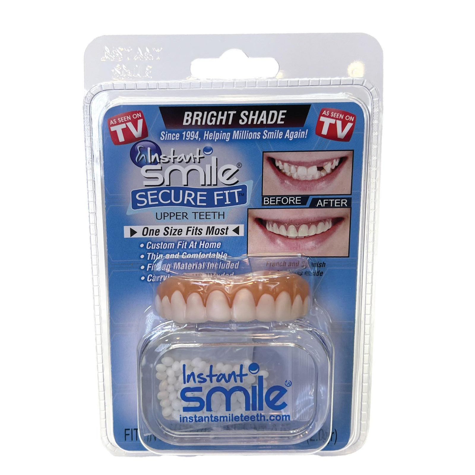 Instant Smile Secure Fit Upper Teeth Veneer – 1 Count (Pack of 1), White