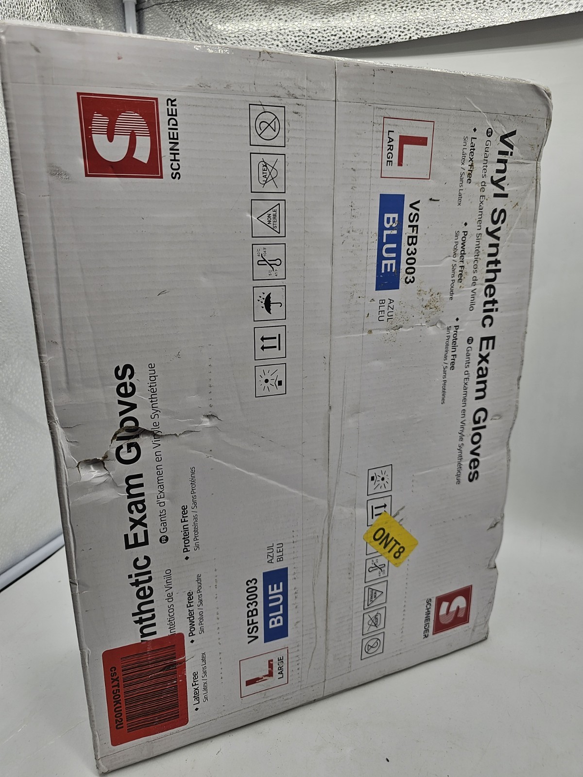1000 Schneider Blue Vinyl Synthetic Exam Gloves Large VSFB3003 10 Boxes
