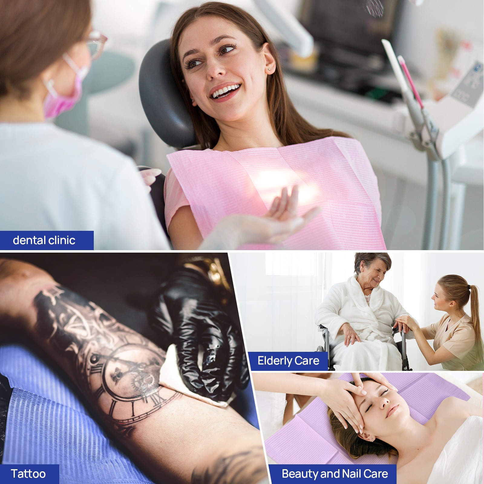 50-500pcs Disposable Dental Bibs 3-Ply 13″x18″ Colorful Medical Tattoo Towel