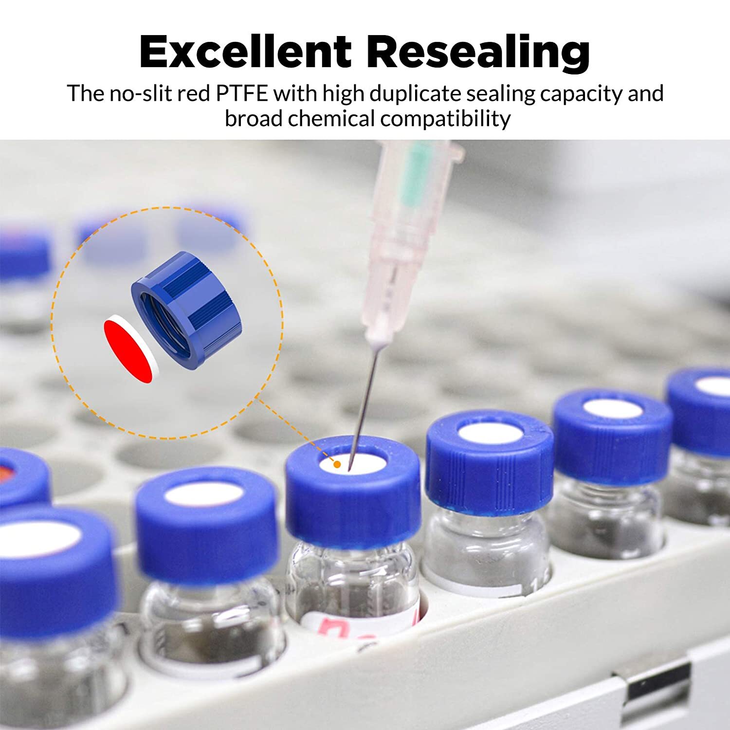 100PCS 2ml HPLC Autosampler Clear/Amber Vials 9-425 Screw Cap Vial Inserts 250uL